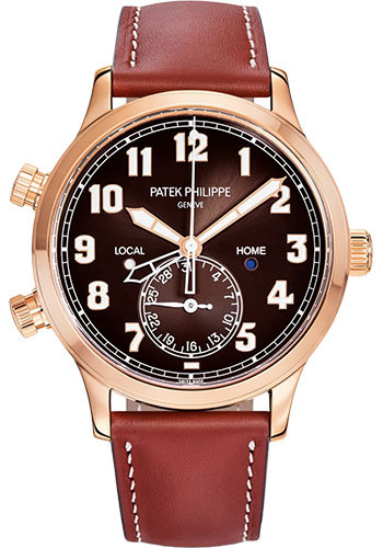 Patek Philippe Complications Calatrava Pilot Travel Time - 42 mm - Rose Gold - Brown Sunburst Dial