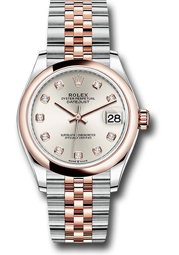 Rolex Steel and Everose Gold Datejust 31 Watch - Domed Bezel - Rosé Diamond Dial - Jubilee Bracelet