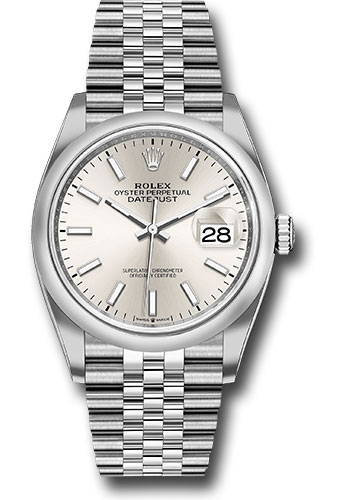 Rolex Steel Datejust 36 Watch - Domed Bezel - Silver Index Dial - Jubilee Bracelet