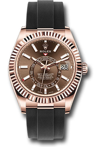 Rolex Everose Gold Sky-Dweller Watch - Chocolate Index Dial - Oysterflex Bracelet