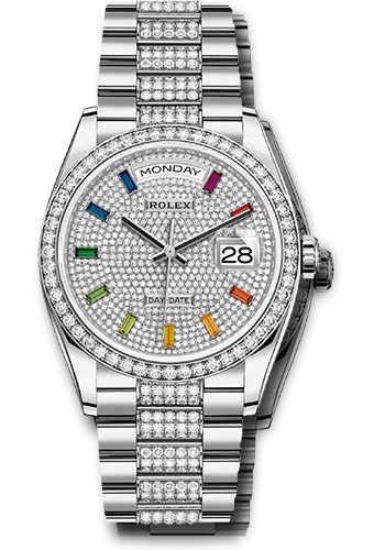 lex White Gold Day-Date 36 Watch - Diamond Bezel - Diamond-Paved Dial - Diamond President Bracelet