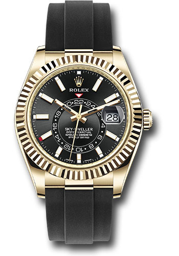 Rolex Yellow Gold Sky-Dweller Watch - Black Index Dial - Oysterflex Bracelet