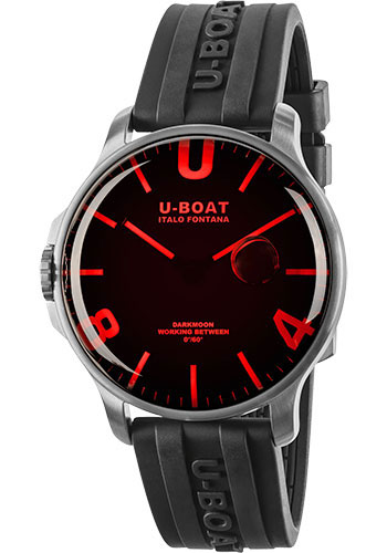 U-Boat Darkmoon 44mm Red Glass SS/Rubber Watch