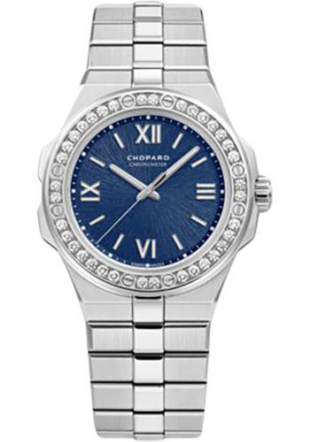 Chopard Alpine Eagle Small Watch - 36.00 mm Steel Diamond Case - Blue Dial