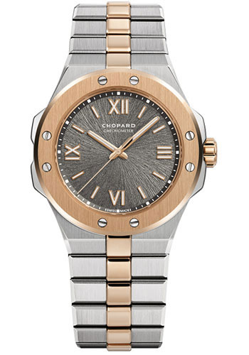Chopard Alpine Eagle Watch - 36.00 mm Steel Case - Rose Gold Bezel - Gray Dial - Rose Gold And Steel Bracelet