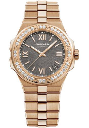 Chopard Alpine Eagle Large Watch - 41.00 mm Rose Gold Diamond Case - Bernina Gray Dial