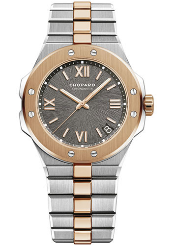 Chopard Alpine Eagle Watch - 41.00 mm Steel Case - Rose Gold Bezel - Gray Dial - Rose Gold And Steel Bracelet