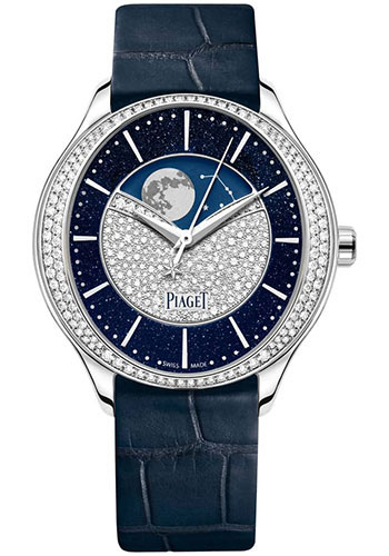 Piaget Limelight Stella Watch - White Gold Diamond Case - Blue Aventurine Glass Diamond-Paved Dial - Blue Strap Novelty