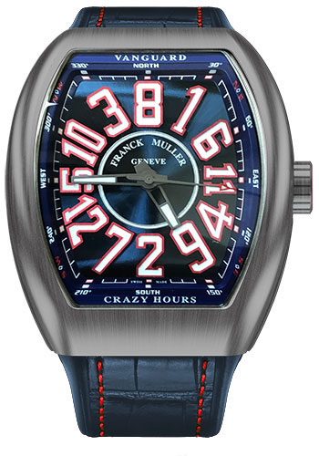 Franck Muller Vanguard Crazy Hours - 44 mm Titanium Case - Blue Red Dial
