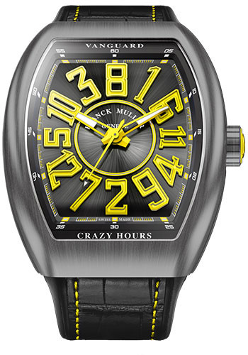 Franck Muller Vanguard Crazy Hours - 44 mm Titanium Case - Grey Yellow Dial