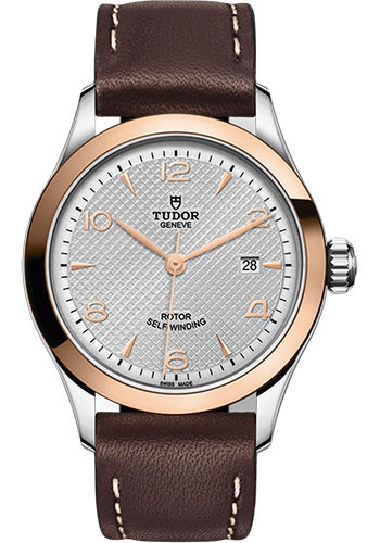 Tudor 1926 Watch - 28mm Steel and Gold Case - Silver Dial - Brown Leather Strap