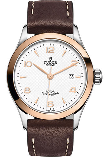 Tudor 1926 Watch - 28mm Steel and Gold Case - White Dial - Brown Leather Strap