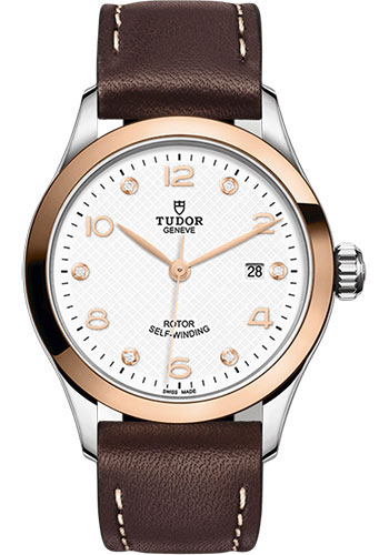 Tudor 1926 Watch - 28mm Steel and Gold Case - White Diamond Dial - Brown Leather Strap