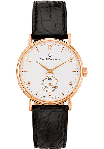 Carl F. Bucherer Adamavi Watch - 34 mm Rose Gold Case - White Dial - Black Alligator Strap