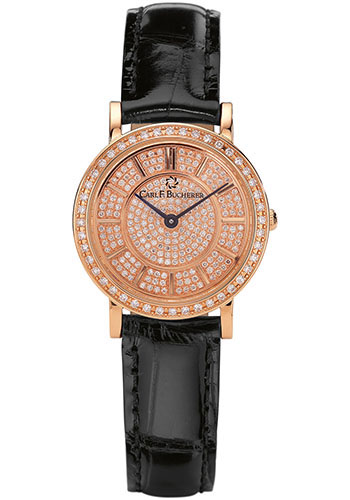 Carl F. Bucherer Adamavi Watch - 26 mm Rose Gold Diamond Case - Diamond Bezel - Black Alligator Strap
