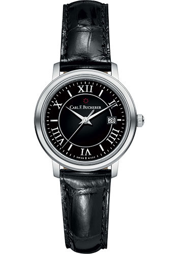 Carl F. Bucherer ADAMAVI Watch - 28 mm Steel Case - Black Dial - Alligator Strap