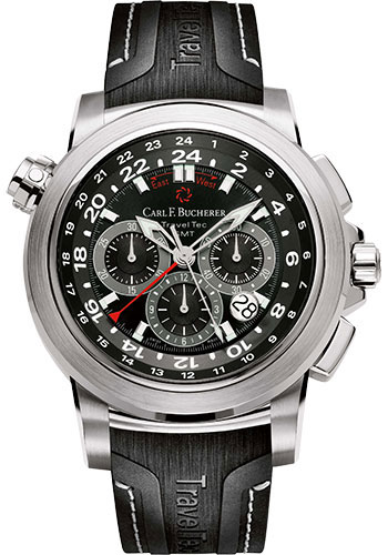 Carl F. Bucherer Patravi TravelTec Watch - Steel Case - Black Dial - Rubber Strap