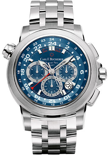 Carl F. Bucherer Patravi TravelTec Watch - Steel Case - Blue Dial