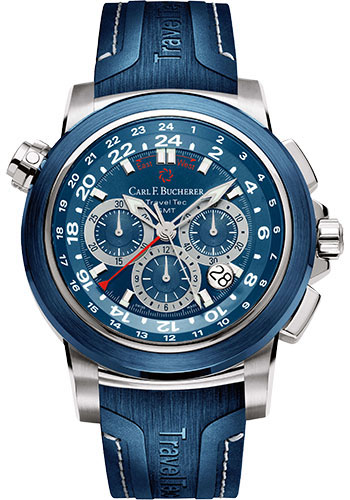 Carl F. Bucherer Patravi TravelTec Watch - Steel Case - Ceramic Bezel - Blue Dial
