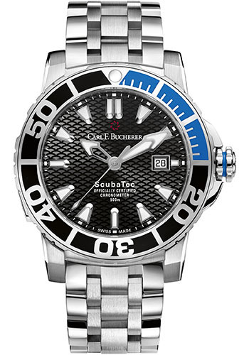 Carl F. Bucherer Patravi ScubaTec Watch - 44.6 mm Steel Case - Ceramic Bezel - Black Dial