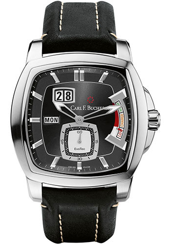 Carl F. Bucherer Patravi EvoTec PowerReserve Watch - Steel Case - Black Dial - Black Strap