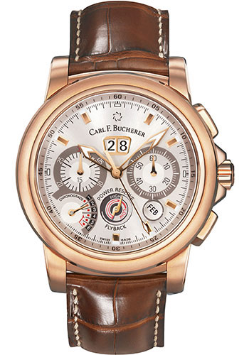 Carl F. Bucherer Patravi ChronoGrade Watch - 44.6 mm Rose Gold Case - Silver Dial - Brown Alligator Strap