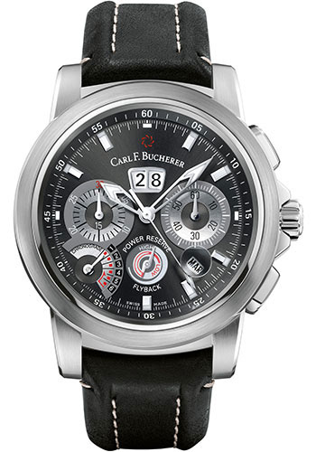 Carl F. Bucherer Patravi ChronoGrade Watch - 44.6 mm Steel Case - Black Dial - Black Strap