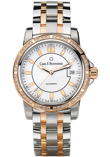 Carl F. Bucherer Patravi AutoDate TwoTone Watch - 27 mm Case - Diamond Bezel - White Dial