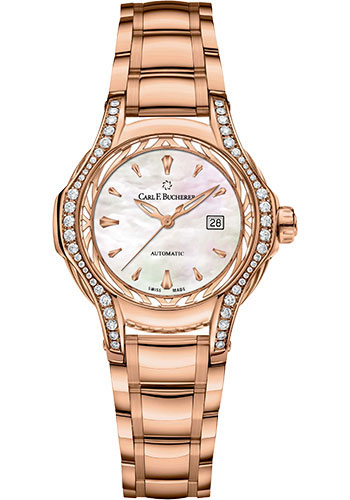 Carl F. Bucherer Pathos Diva Watch - Rose Gold Diamond Case - Mother-Of-Pearl Dial