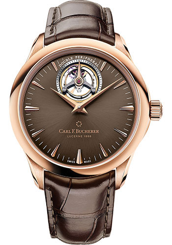 Carl F. Bucherer Manero Tourbillon Double Peripheral Watch - Rose Gold Case - Brown Dial - Dark Brown Alligator Strap
