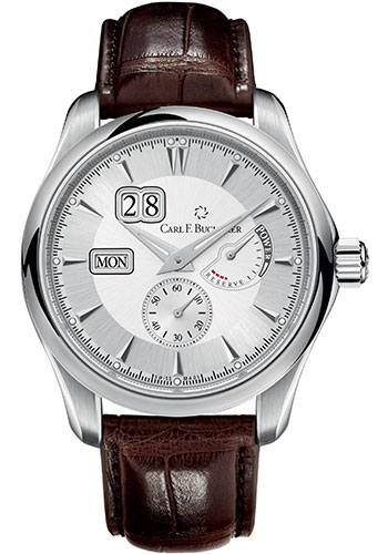 Carl F. Bucherer Manero PowerReserve Watch - Steel Case - Silver Dial - Brown Alligator Strap
