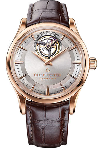 Carl F. Bucherer Heritage Tourbillon Double Peripheral Watch - Rose Gold Case - Silver Dial - Dark Brown Alligator Strap