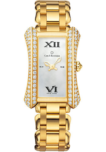 Carl F. Bucherer Alacria Midi Watch - Yellow Gold Diamond Case - Mother-of-Pearl Dial
